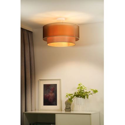 Duolla - Ytmonterad ljuskrona WOOD BOHO 1xE27/15W/230V diameter 45 cm koppar/beige