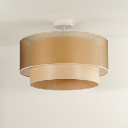Duolla - Ytmonterad ljuskrona WOOD BOHO 1xE27/15W/230V diameter 45 cm koppar/beige