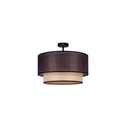 Duolla - Ytmonterad ljuskrona WOOD BOHO 1xE27/15W/230V diameter 45 cm svart/beige