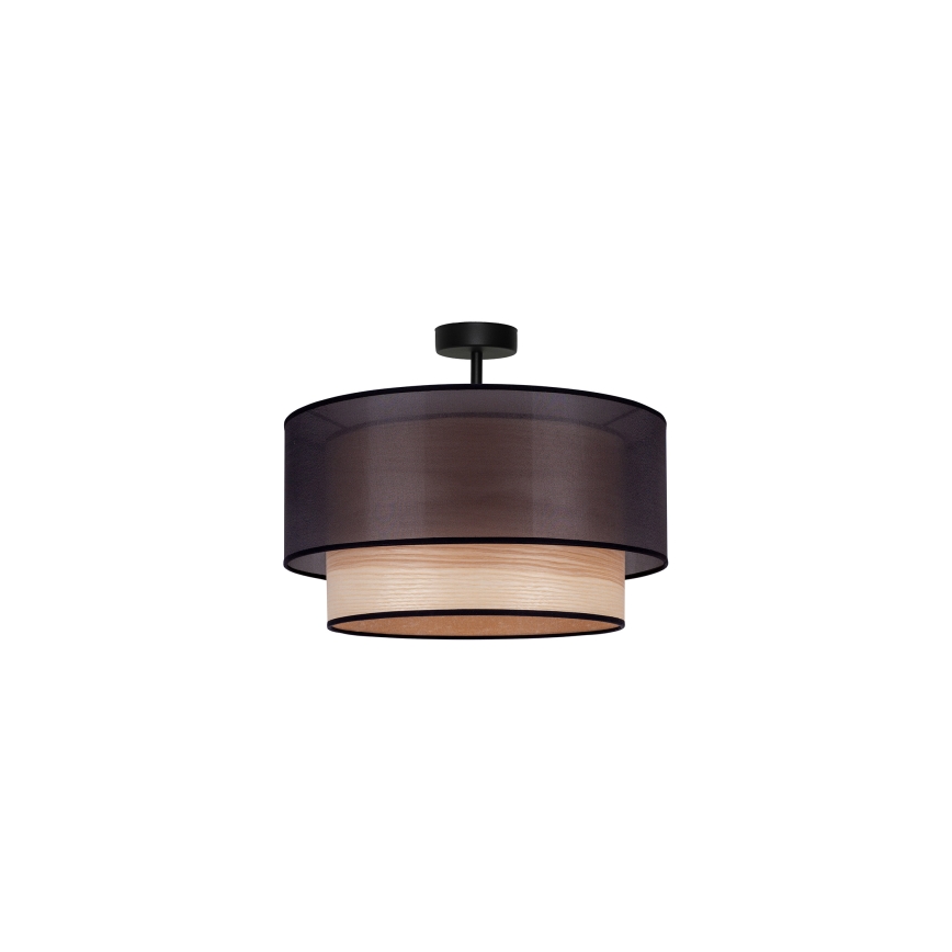 Duolla - Ytmonterad ljuskrona WOOD BOHO 1xE27/15W/230V diameter 45 cm svart/beige