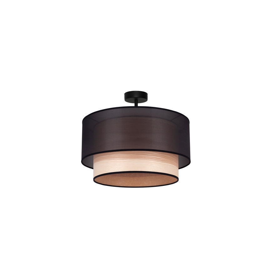 Duolla - Ytmonterad ljuskrona WOOD BOHO 1xE27/15W/230V diameter 45 cm svart/beige