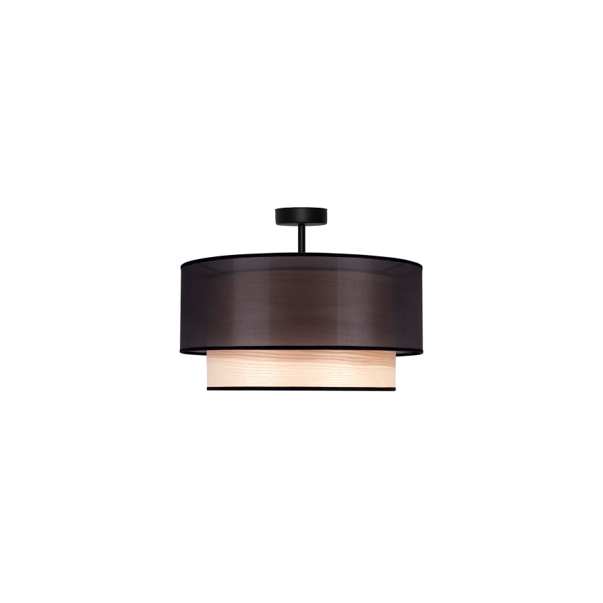 Duolla - Ytmonterad ljuskrona WOOD BOHO 1xE27/15W/230V diameter 45 cm svart/beige
