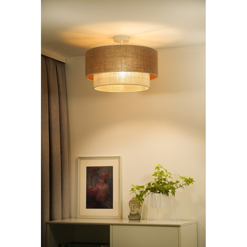 Duolla - Ytmonterad ljuskrona YUTE BOHO 3xE27/15W/230V diameter 60 cm brun/grädde