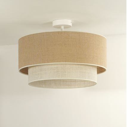 Duolla - Ytmonterad ljuskrona YUTE BOHO 3xE27/15W/230V diameter 60 cm brun/grädde