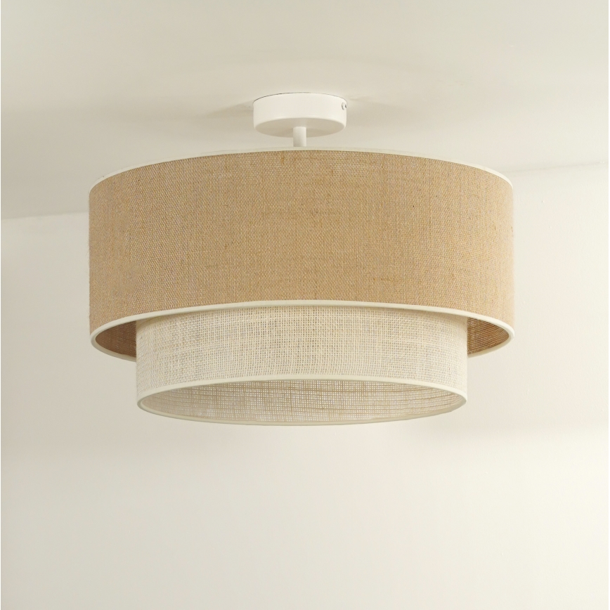 Duolla - Ytmonterad ljuskrona YUTE BOHO 3xE27/15W/230V diameter 60 cm brun/grädde