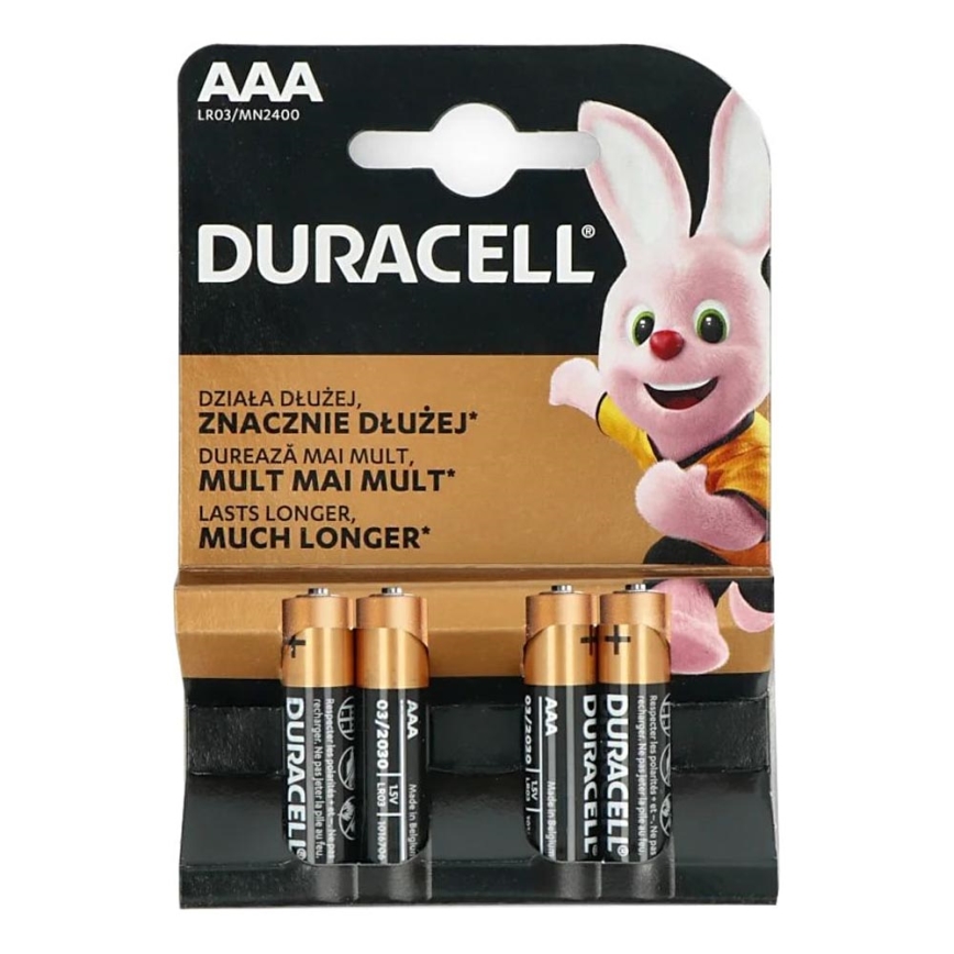 Duracell - 4 delar Alkaliskt batteri Basic LR03/AAA 1,5V 2400 mAh