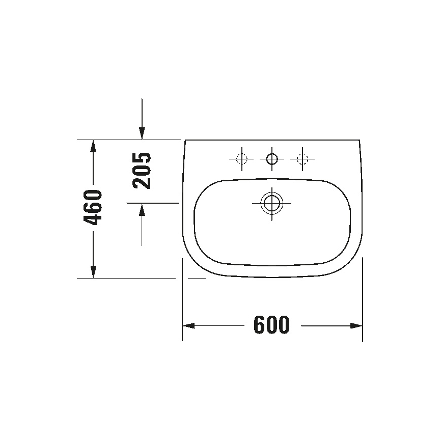 Duravit 23106000002 - Vägghängt tvättställ D-CODE 60x46 cm keramik/blank vit