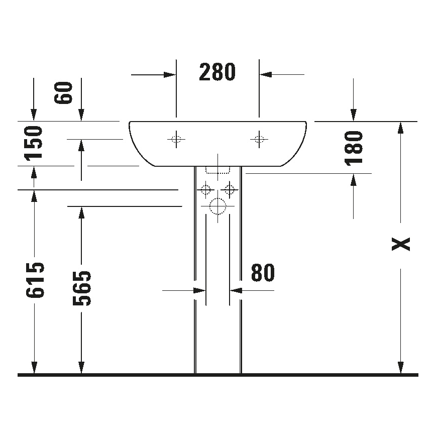 Duravit 23106000002 - Vägghängt tvättställ D-CODE 60x46 cm keramik/blank vit