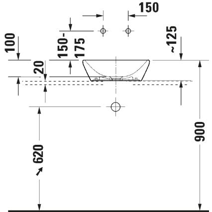 Duravit 2397400070 - Tvättställ för bänkskiva D-NEO 40x40 cm keramik/blankvit
