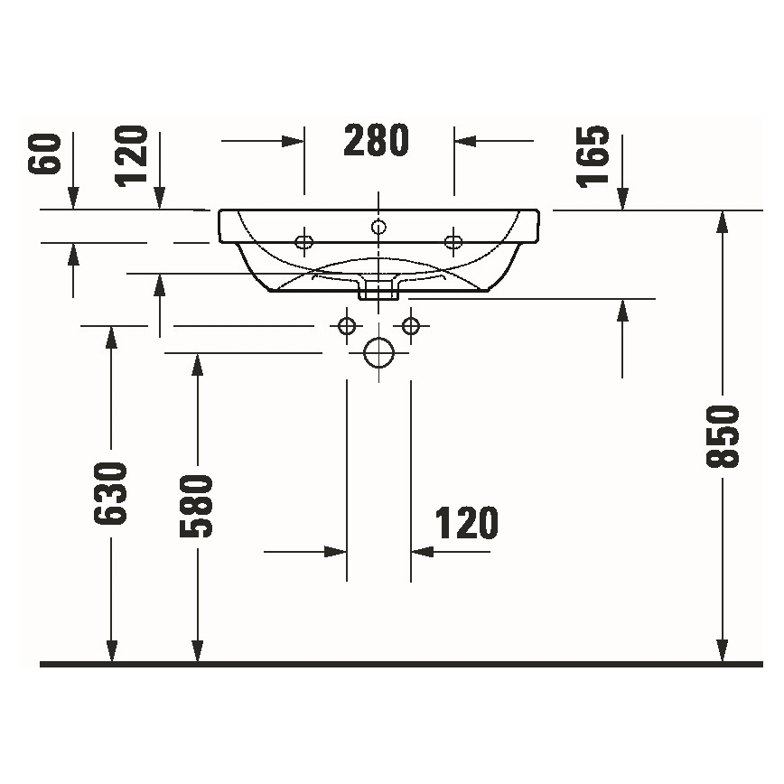 Duravit 23986000002 - Vägghängt tvättställ D-CODE 60x46 cm keramik/blank vit
