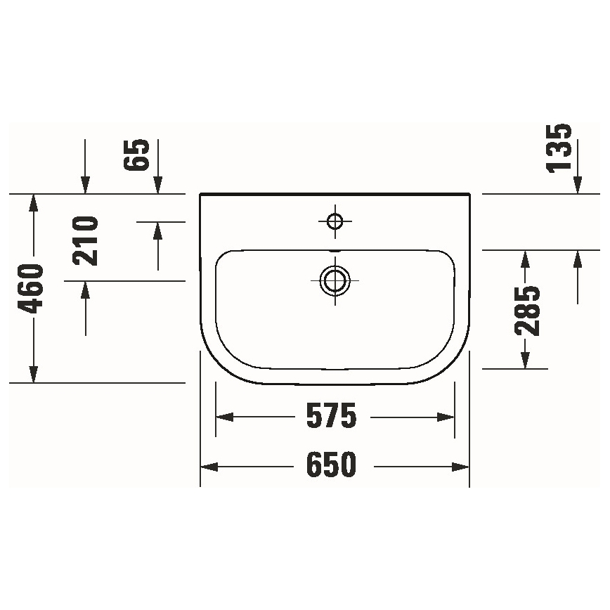 Duravit 23986500002 - Vägghängt tvättställ D-CODE 65x46 cm keramik/blank vit