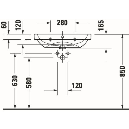 Duravit 23986500002 - Vägghängt tvättställ D-CODE 65x46 cm keramik/blank vit