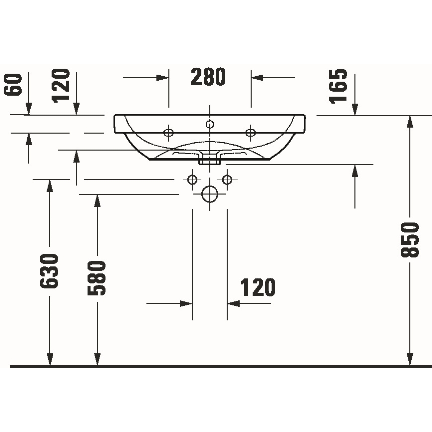 Duravit 23986500002 - Vägghängt tvättställ D-CODE 65x46 cm keramik/blank vit