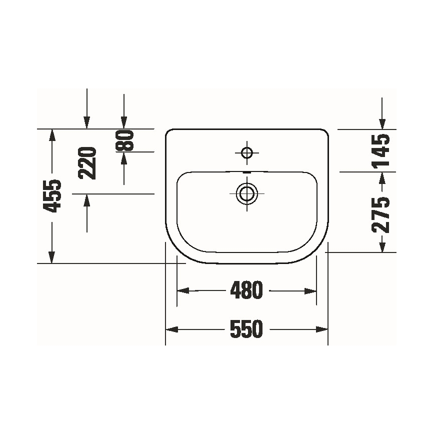 Duravit 24035500002 - Infällt tvättställ D-CODE 55x45,5 cm keramik/glänsande vit