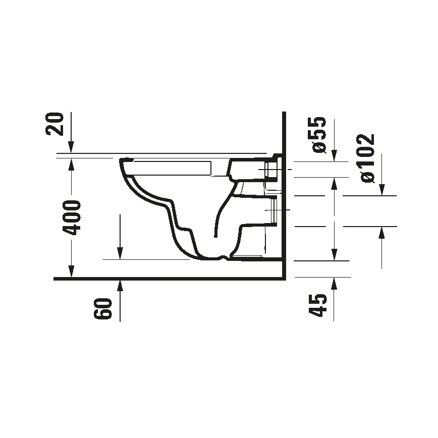 Duravit 25700920002 - Väggmonterad Rimless WC D-CODE keramik/blank vit