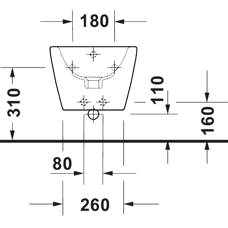 Duravit 27271500002 - Vägghängd bidé D-CODE keramik/högblank vit