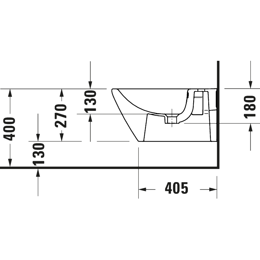 Duravit 27271500002 - Vägghängd bidé D-CODE keramik/högblank vit
