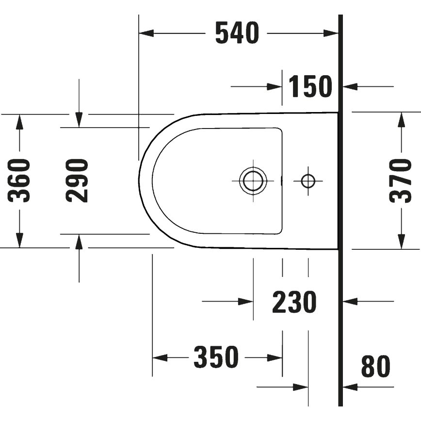 Duravit 27271500002 - Vägghängd bidé D-CODE keramik/högblank vit