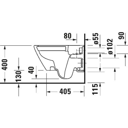 Duravit 29030900212 - Väggmonterad toalettstol Rimless D-CODE, keramik/glansvit