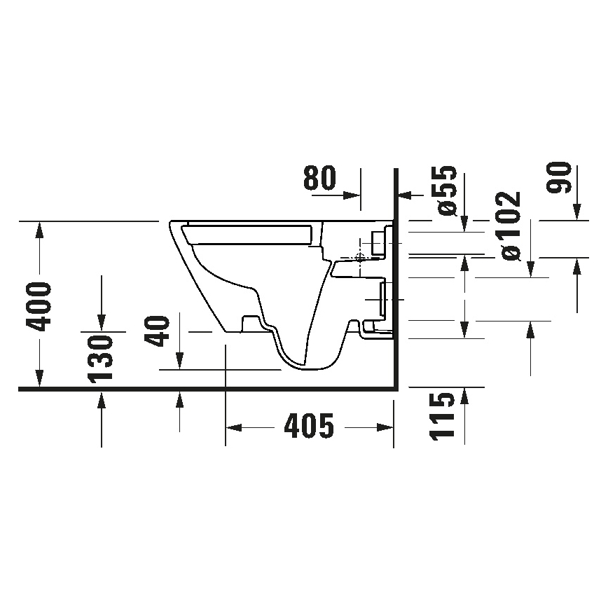 Duravit 29030900212 - Väggmonterad toalettstol Rimless D-CODE, keramik/glansvit