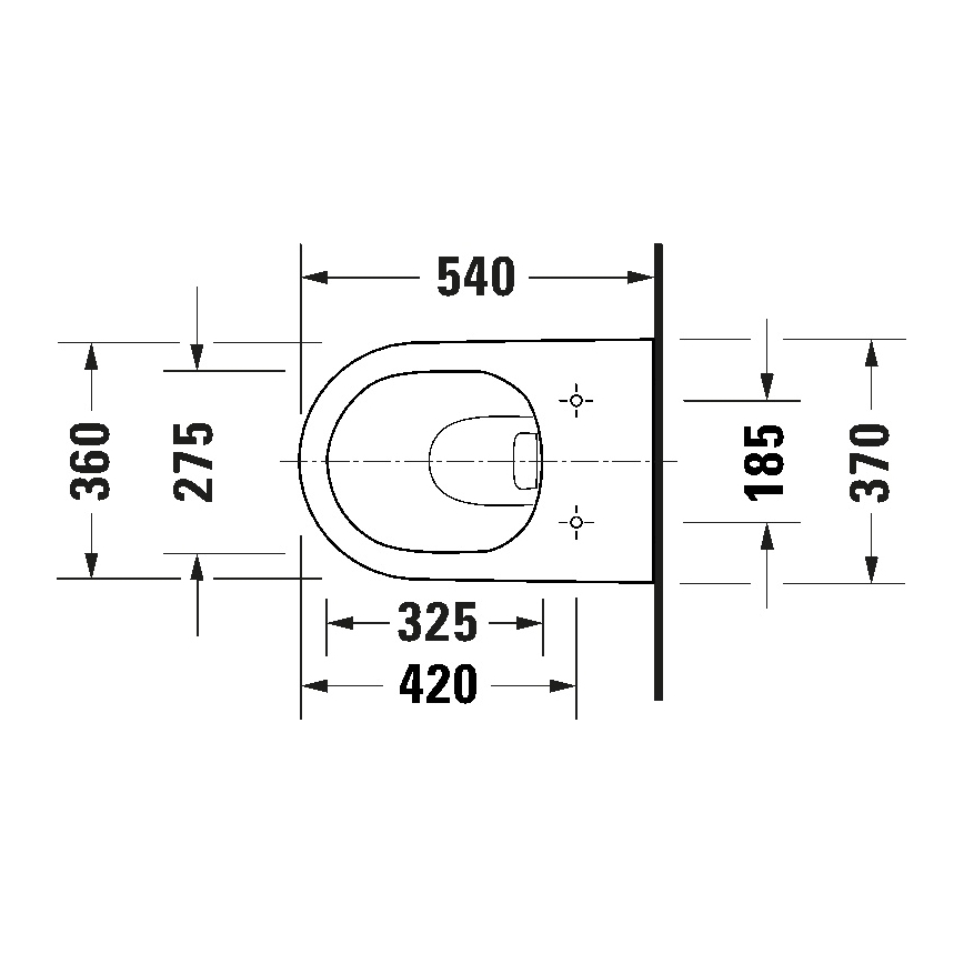 Duravit 29030900212 - Väggmonterad toalettstol Rimless D-CODE, keramik/glansvit