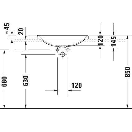 Duravit 358600079 - Infällt tvättställ D-NEO 60x44 cm keramik/blank vit