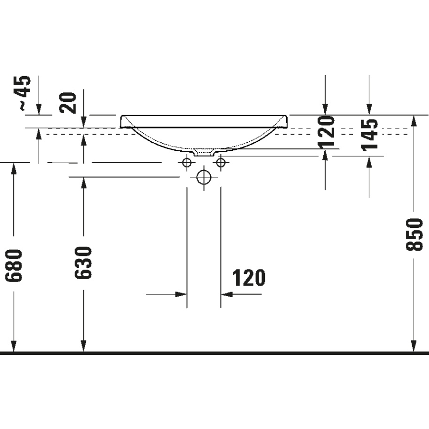 Duravit 358600079 - Infällt tvättställ D-NEO 60x44 cm keramik/blank vit