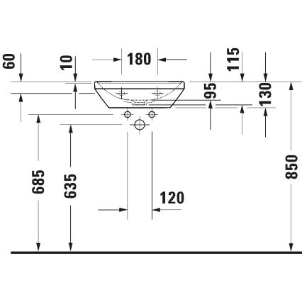 Duravit 738450041 - Vägghängt tvättställ D-NEO 45x33,5 cm keramik/högblank vit
