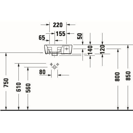 Duravit 7453600412 - Väggmonterat tvättställ D-NEO 36x22 cm keramik/högblank vit