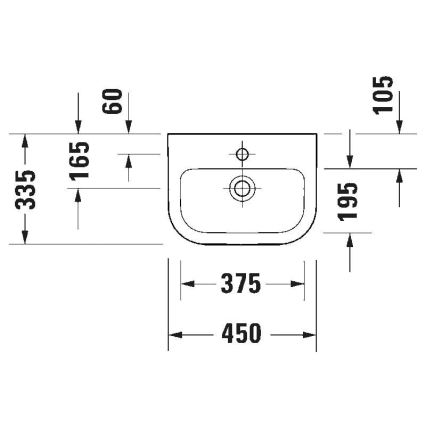 Duravit 7484500002 - Väggmonterat tvättställ D-CODE 45x33,5 cm, keramik/blank vit