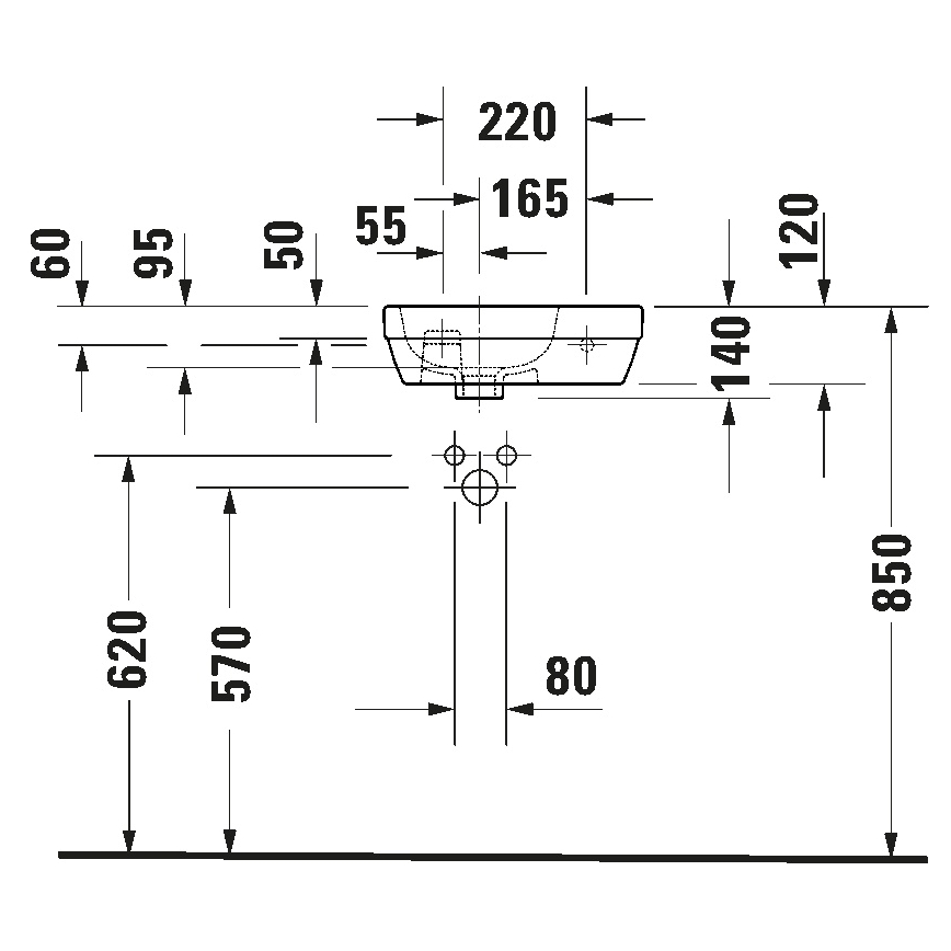 Duravit 7494000412 - Vägghängt tvättställ D-CODE 40x22 cm keramik/blank vit