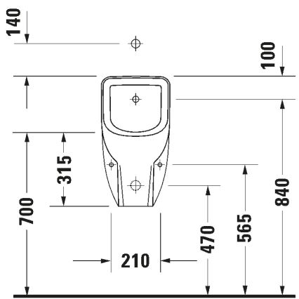 Duravit 828300000 - Pissoar Rimless D-CODE, toppanslutning, bakanslutet avlopp, keramik/blank vit