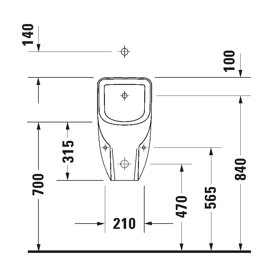 Duravit 828300000 - Pissoar Rimless D-CODE, toppanslutning, bakanslutet avlopp, keramik/blank vit
