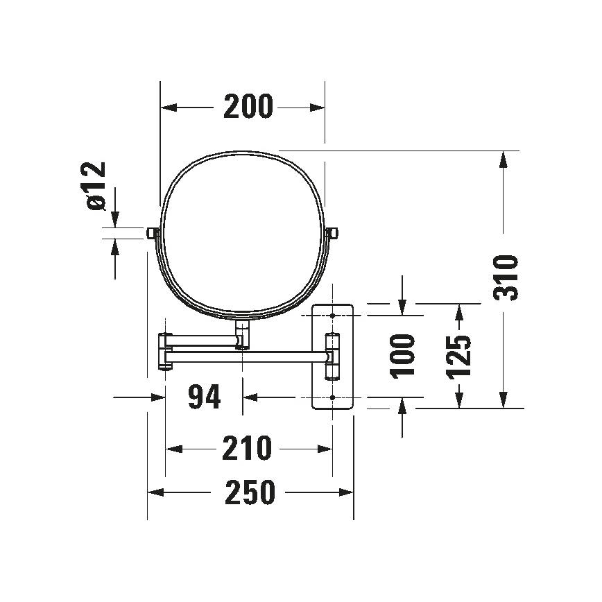 Duravit 99121000 - Väggmonterad sminkspegel D-CODE, blank krom