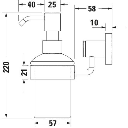 Duravit 99161000 -Väggmonterad tvåldispenser D-CODE 390 ml frostat glas/blank krom