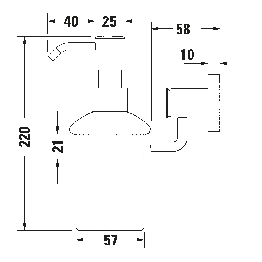 Duravit 99161000 -Väggmonterad tvåldispenser D-CODE 390 ml frostat glas/blank krom