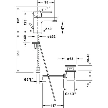 Duravit DC1013001046 - Tvättställsblandare + bottenventil D-CODE matt svart