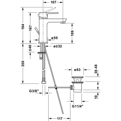 Duravit DC1023001010 - D-CODE tvättställsblandare med bottenventil, blank krom