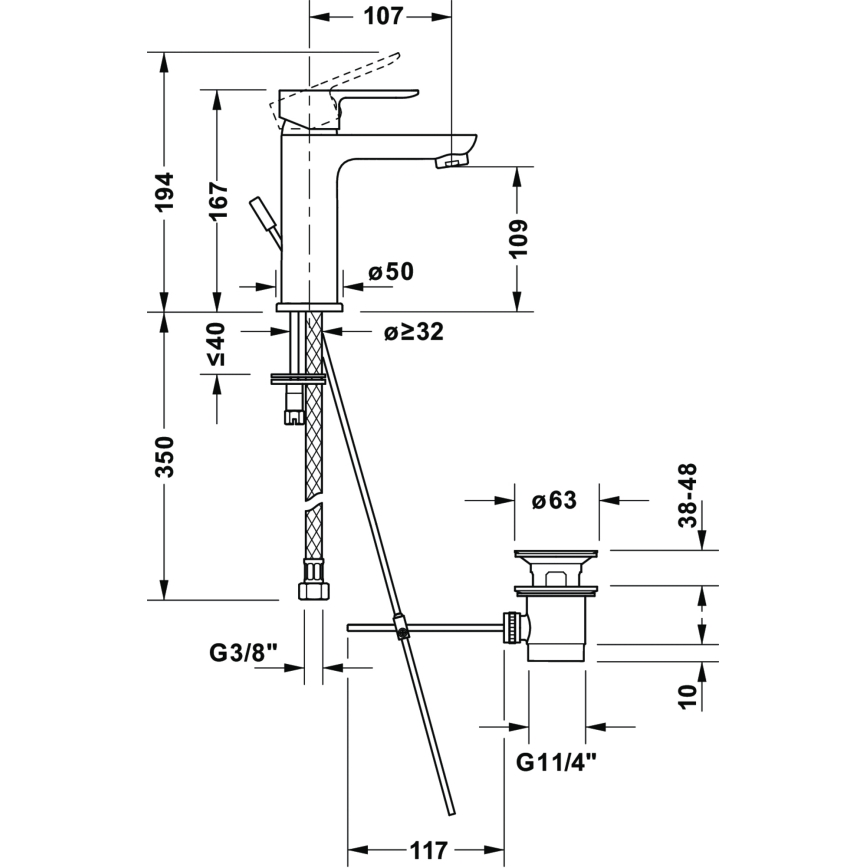 Duravit DC1023001046 - Tvättställsblandare med bottenventil D-CODE matt svart