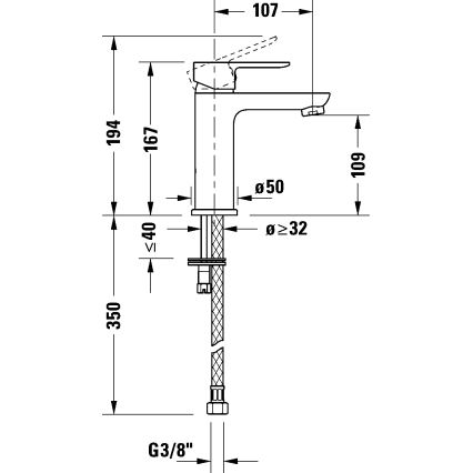 Duravit DC1023002046 - D-CODE tvättställsblandare, matt svart
