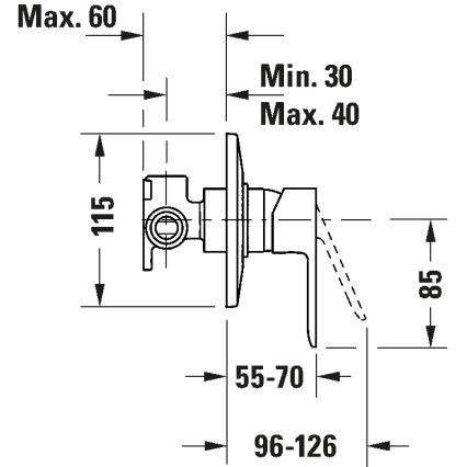 Duravit DC4210007046 - Duschblandare för inbyggd installation D-CODE matt svart