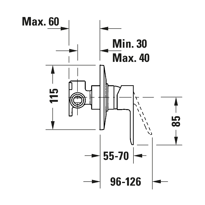 Duravit DC4210007046 - Duschblandare för inbyggd installation D-CODE matt svart