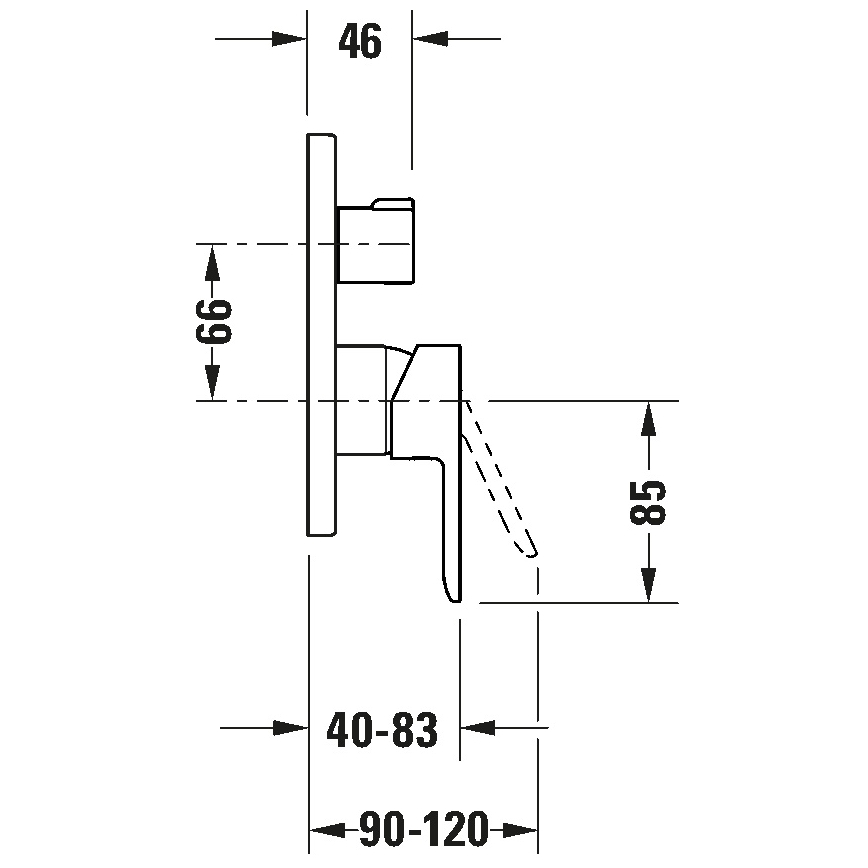 Duravit DC4210012046 - D-CODE inbyggd duschblandare, matt svart
