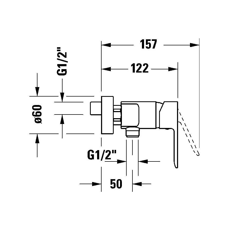 Duravit DC4230001010 - Väggmonterad bidetblandare D-CODE, blank krom