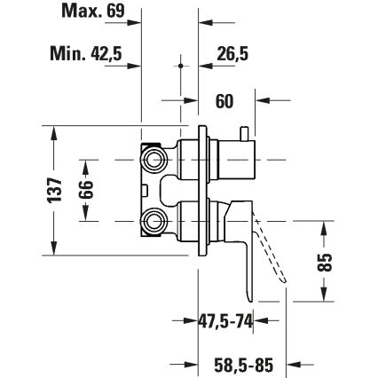 Duravit DC5210008046 - Duschblandare för dold installation D-CODE matt svart
