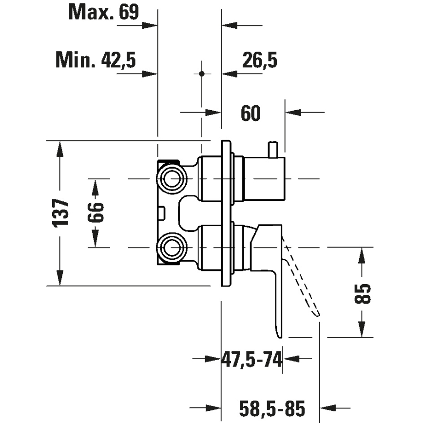 Duravit DC5210008046 - Duschblandare för dold installation D-CODE matt svart