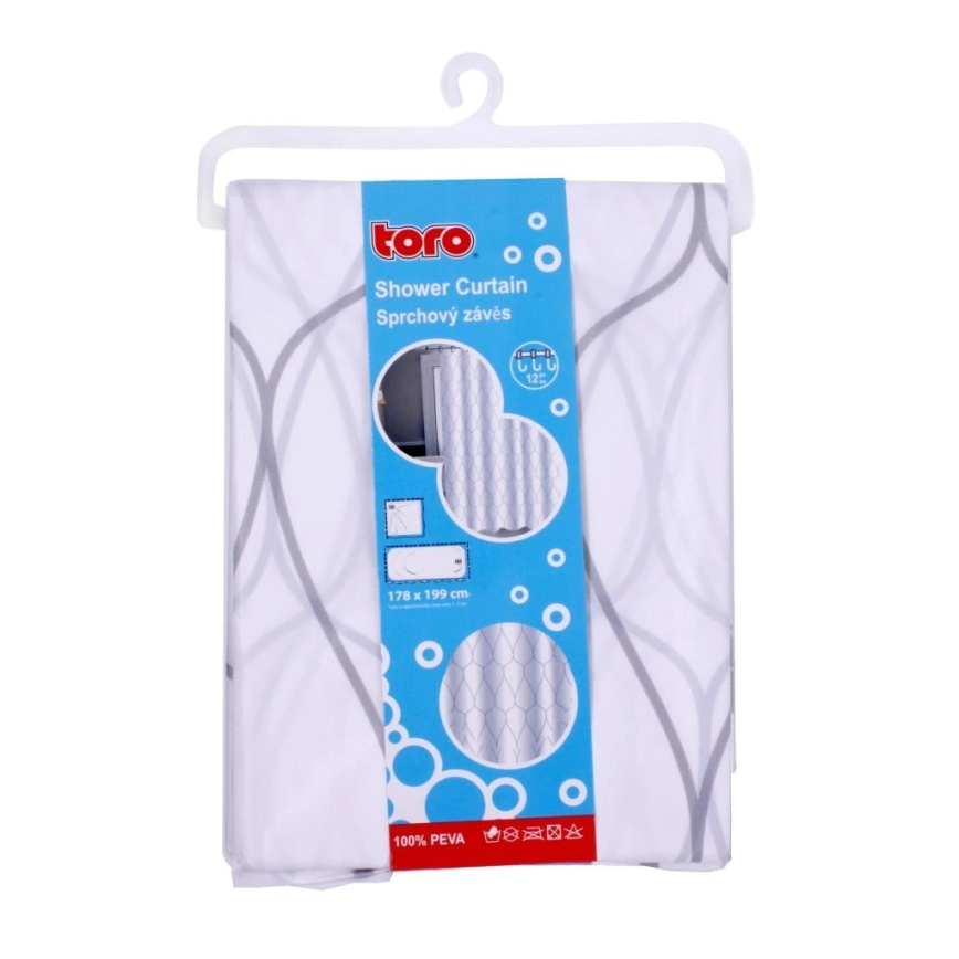 Dusch gardin TORO EASY 178x199 cm vit/grå