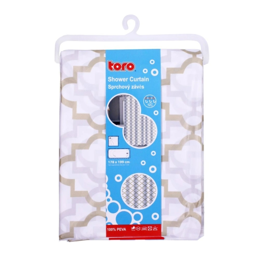 Dusch gardin TORO EASY 178x199 cm vit/gul