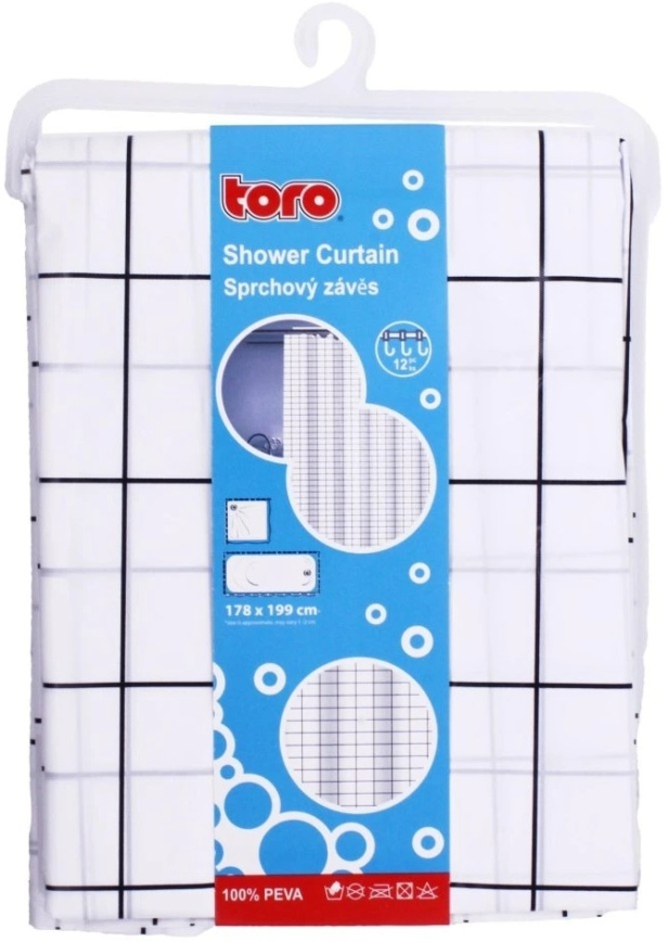 Dusch gardin TORO EASY 178x199 cm vit/svart