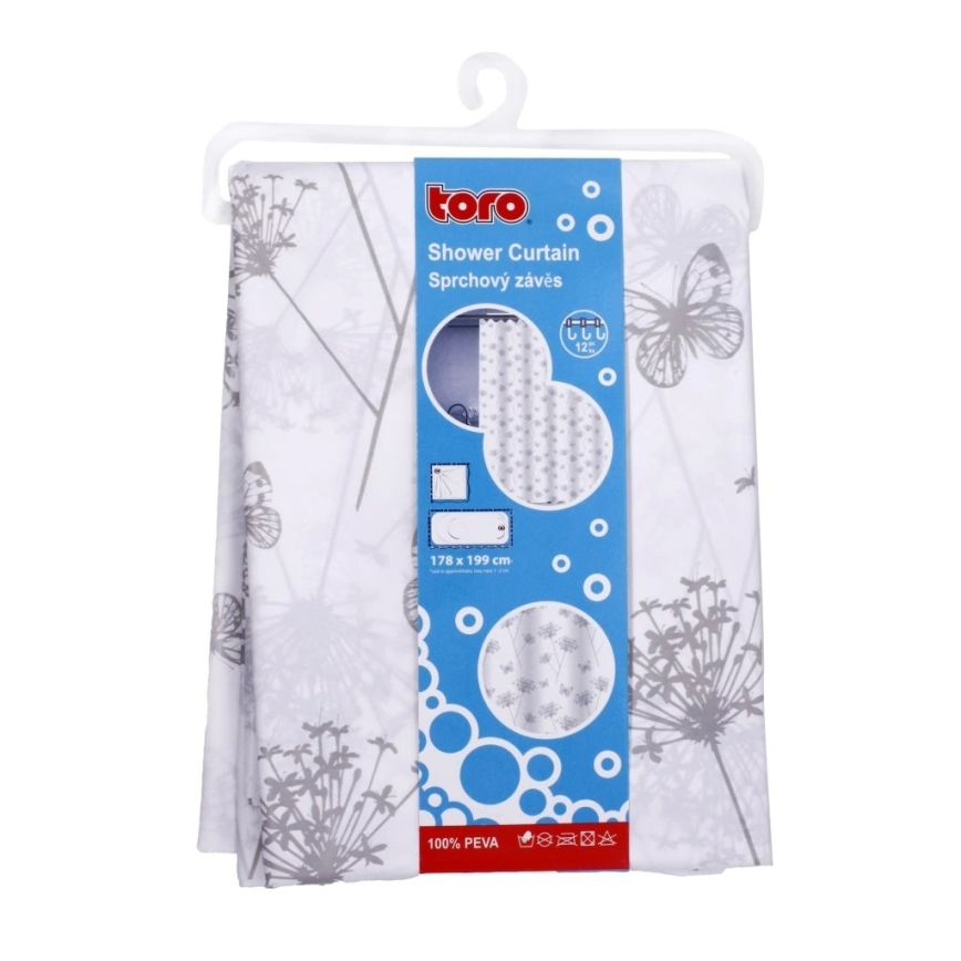 Dusch gardin TORO PREMIUM 178x199 cm blommor
